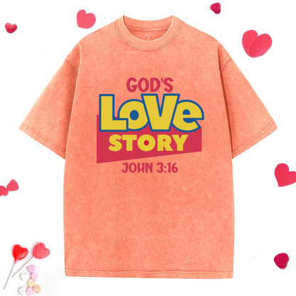 God's Love Story Christian Washed T-Shirt