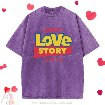 God's Love Story Christian Washed T-Shirt