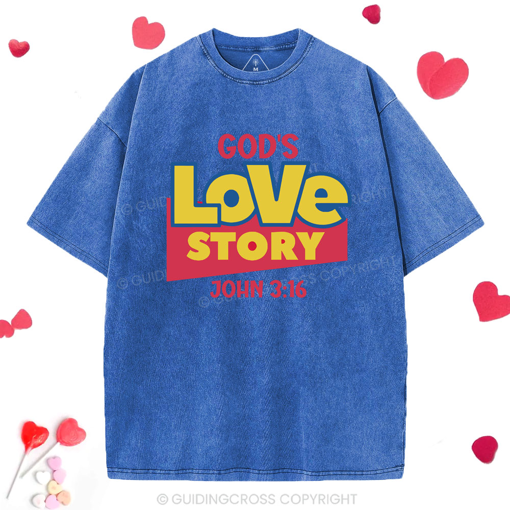 God's Love Story Christian Washed T-Shirt