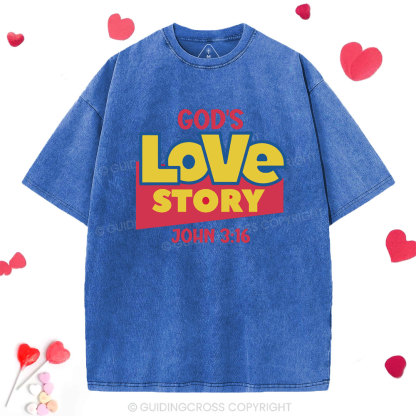 God's Love Story Christian Washed T-Shirt