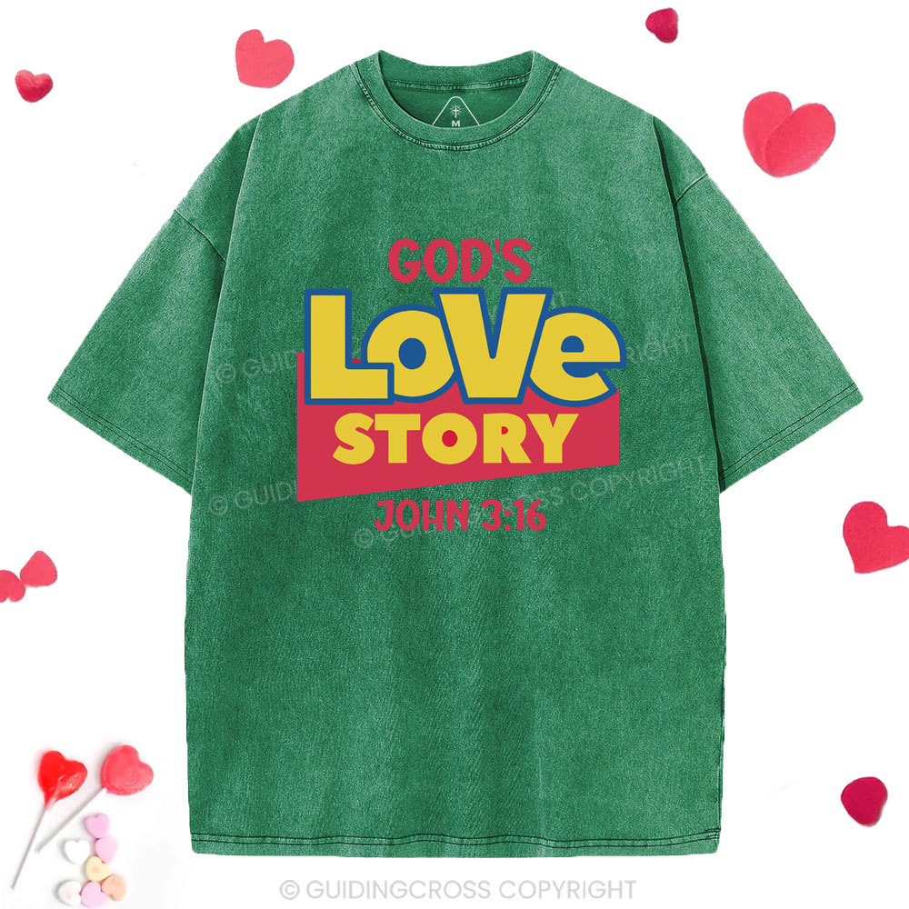 God's Love Story Christian Washed T-Shirt