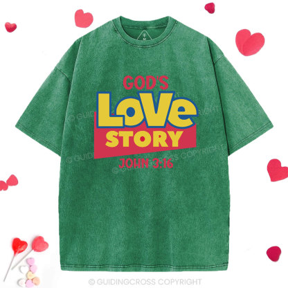God's Love Story Christian Washed T-Shirt
