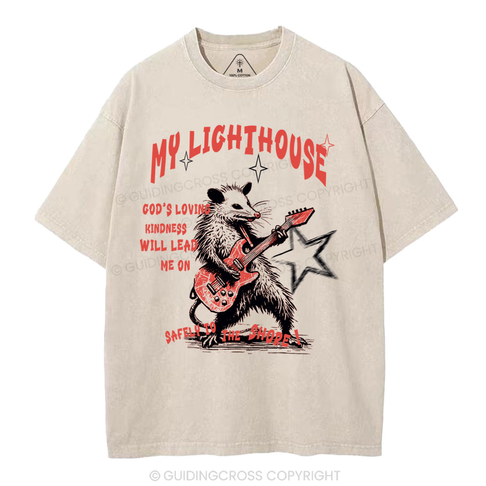 God's Loving Kindness Will Lead Me On Christian Washed T-Shirt