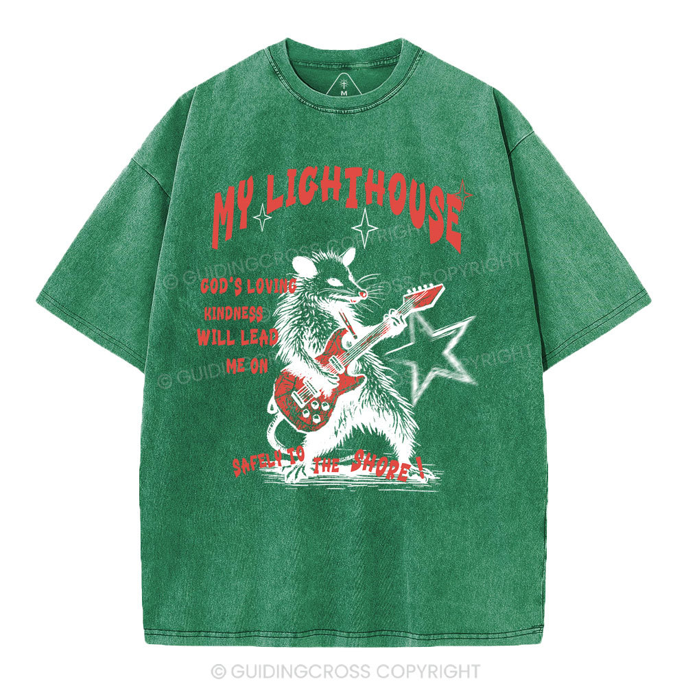 God's Loving Kindness Will Lead Me On Christian Washed T-Shirt