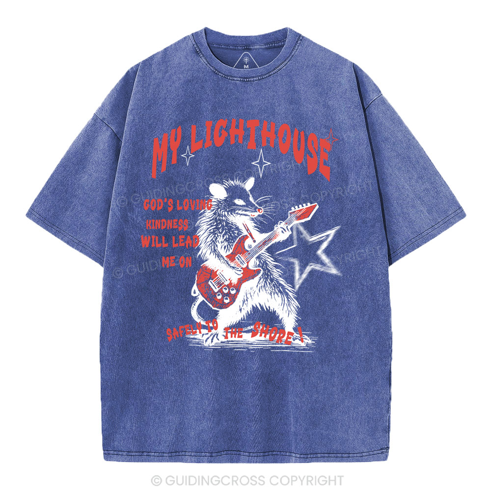 God's Loving Kindness Will Lead Me On Christian Washed T-Shirt