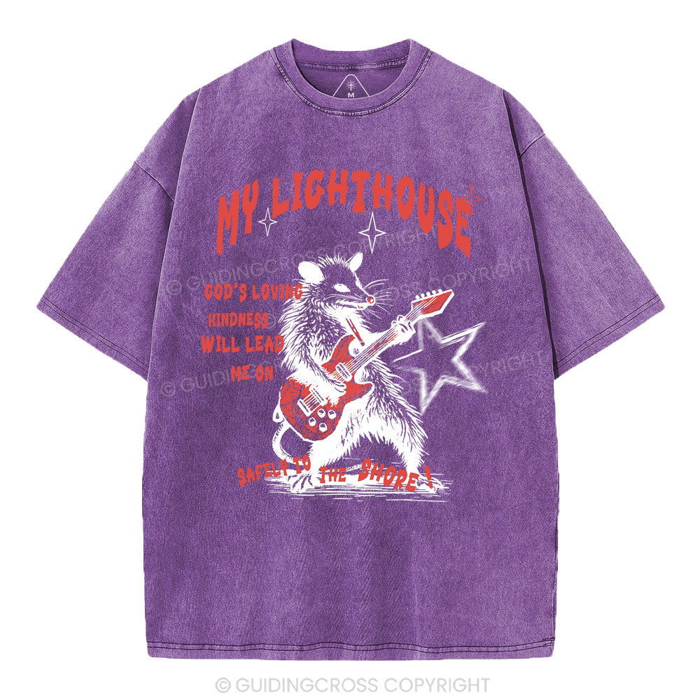 God's Loving Kindness Will Lead Me On Christian Washed T-Shirt