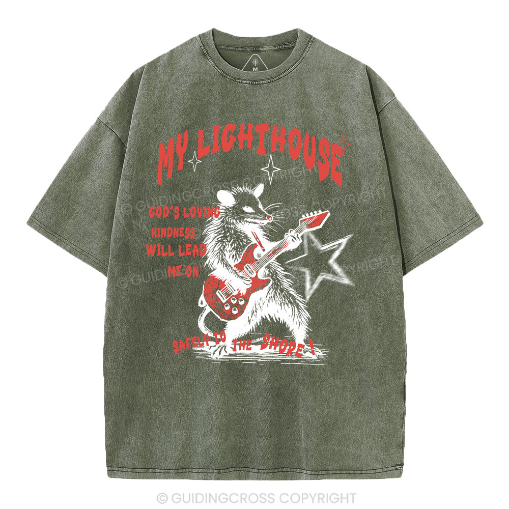 God's Loving Kindness Will Lead Me On Christian Washed T-Shirt