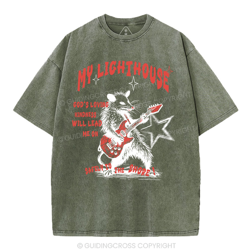 God's Loving Kindness Will Lead Me On Christian Washed T-Shirt