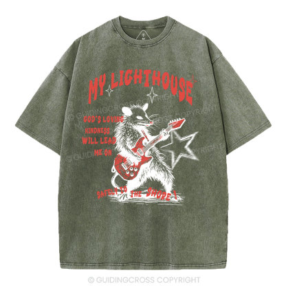 God's Loving Kindness Will Lead Me On Christian Washed T-Shirt