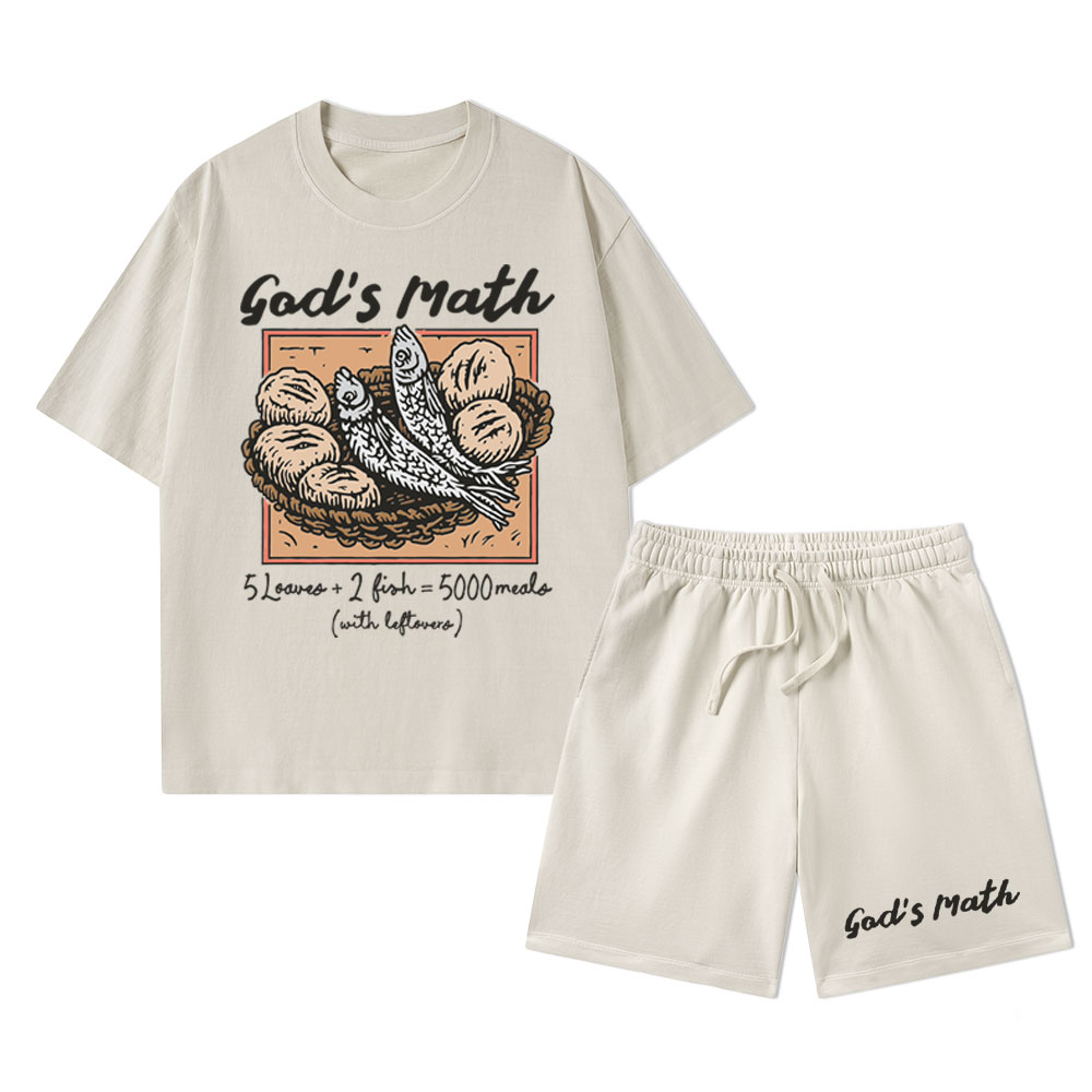 God's Math Christian Washed T-Shirt & Shorts