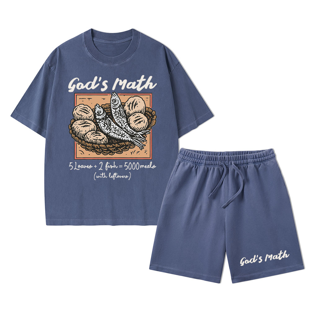 God's Math Christian Washed T-Shirt & Shorts