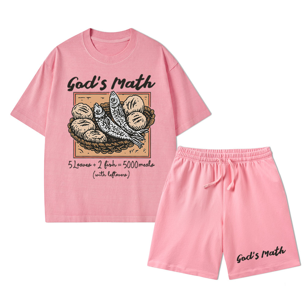 God's Math Christian Washed T-Shirt & Shorts