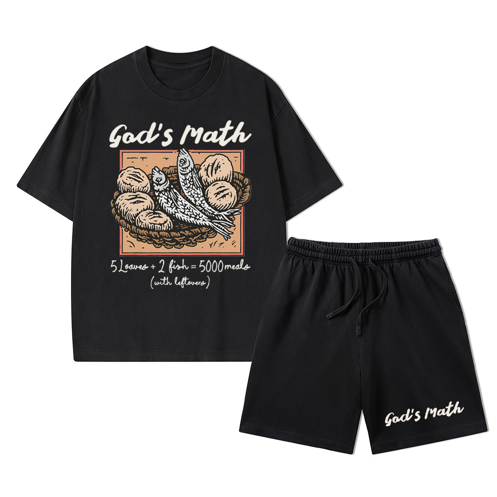God's Math Christian Washed T-Shirt & Shorts
