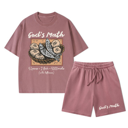 God's Math Christian Washed T-Shirt & Shorts