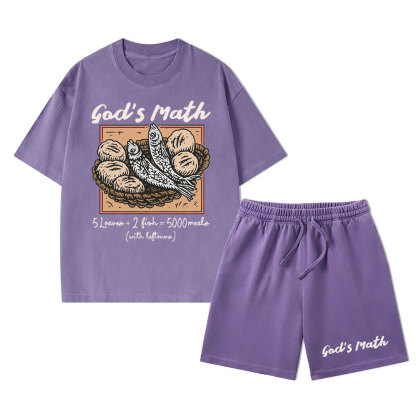 God's Math Christian Washed T-Shirt & Shorts