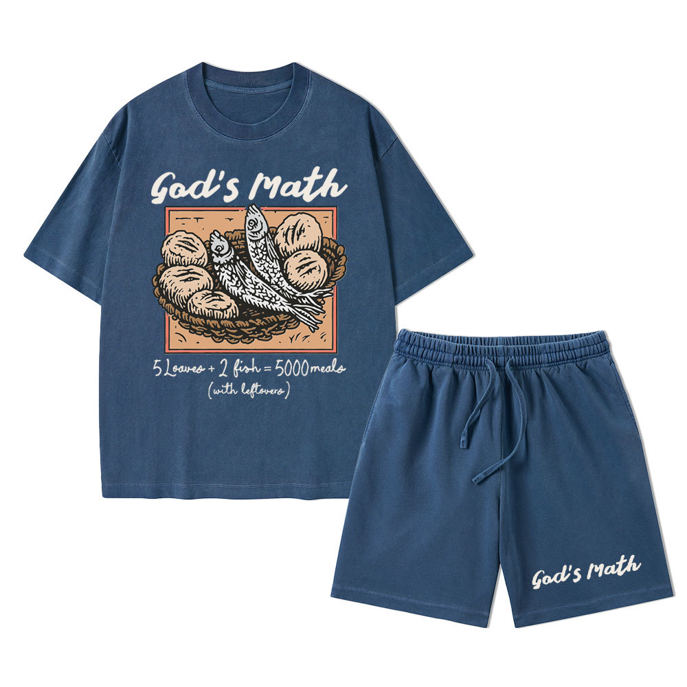 God's Math Christian Washed T-Shirt & Shorts