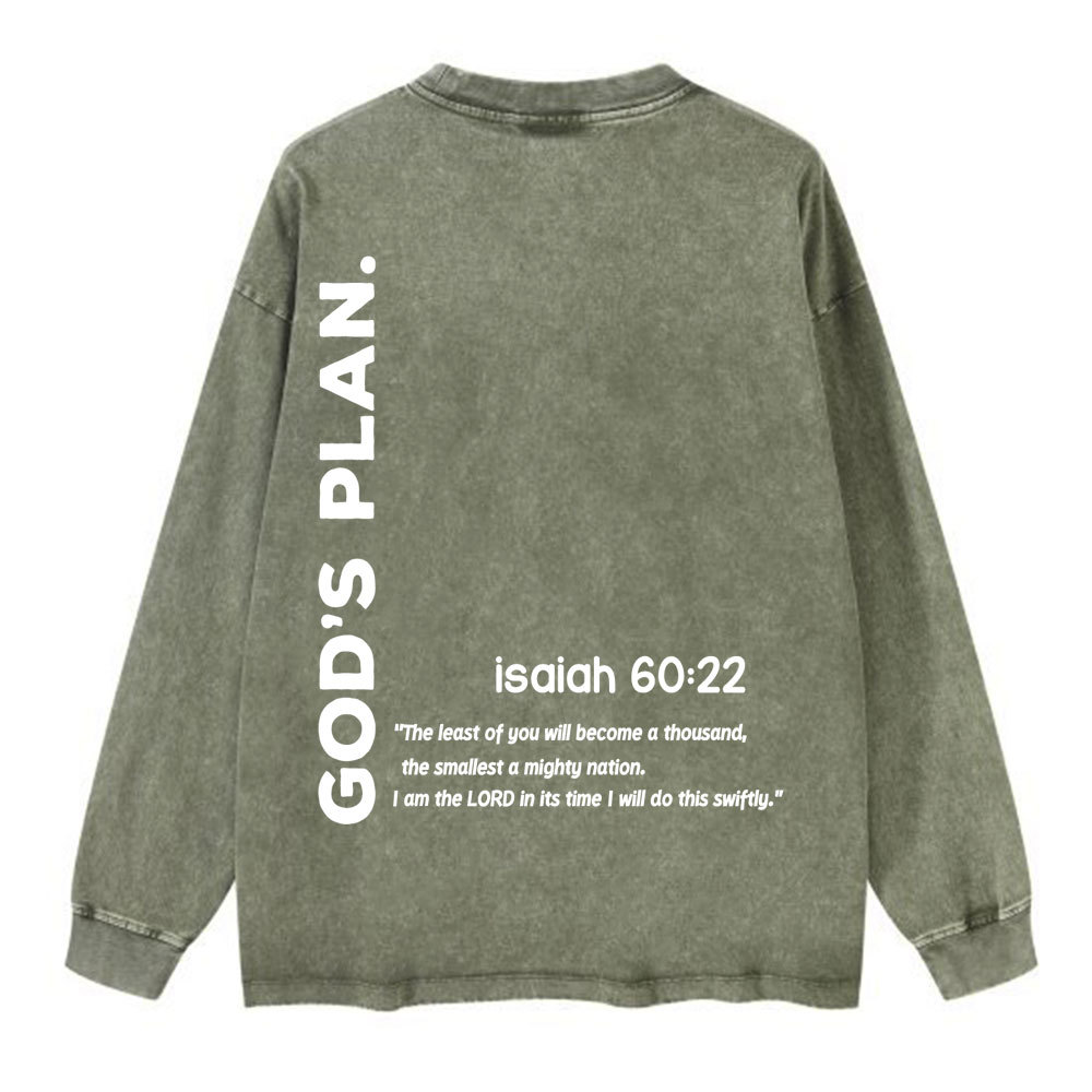 God's Plan Christian Washed Long Sleeve T-Shirt