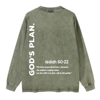 God's Plan Christian Washed Long Sleeve T-Shirt