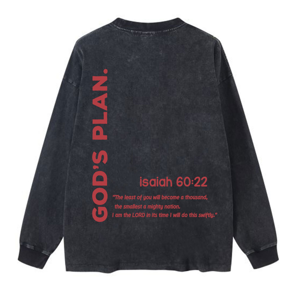God's Plan Christian Washed Long Sleeve T-Shirt