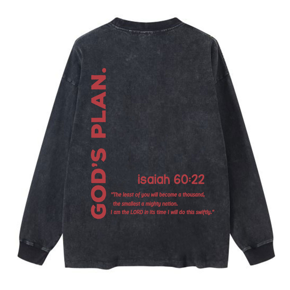 God's Plan Christian Washed Long Sleeve T-Shirt