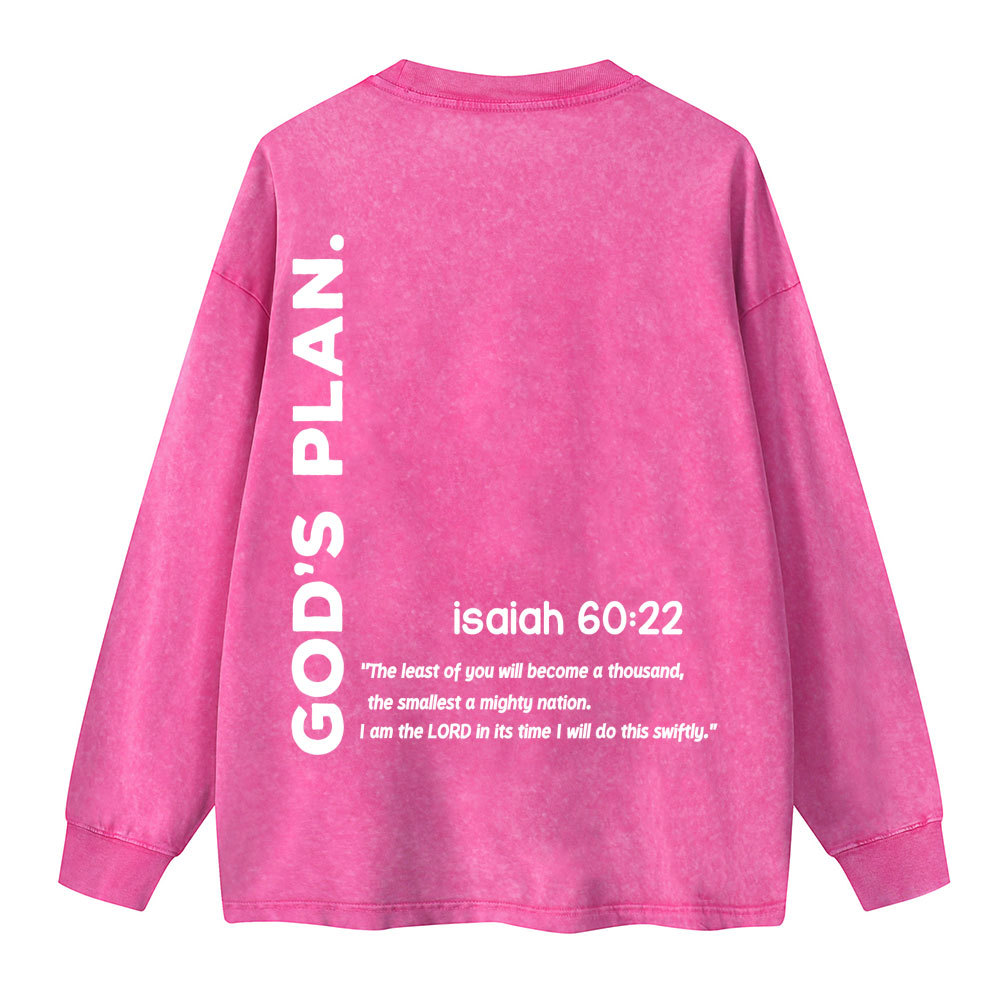 God's Plan Christian Washed Long Sleeve T-Shirt