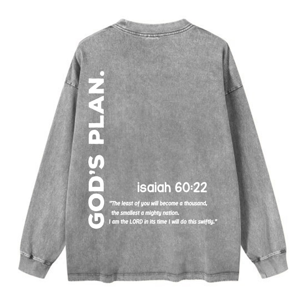 God's Plan Christian Washed Long Sleeve T-Shirt
