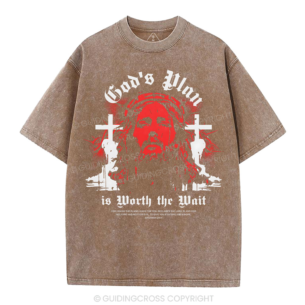 God's Plan Is Worth The Wait Christian Washed T-Shirt