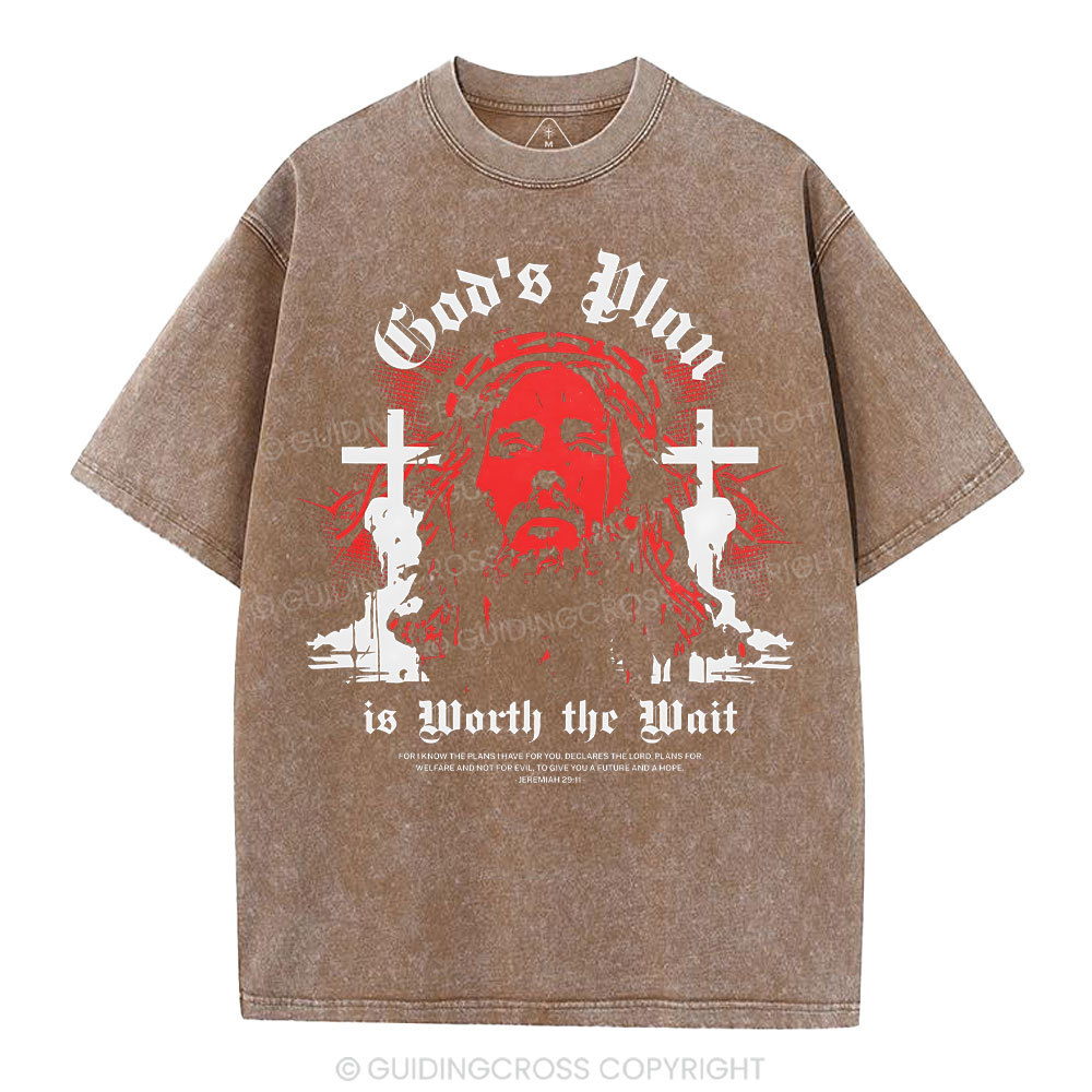 God's Plan Is Worth The Wait Christian Washed T-Shirt