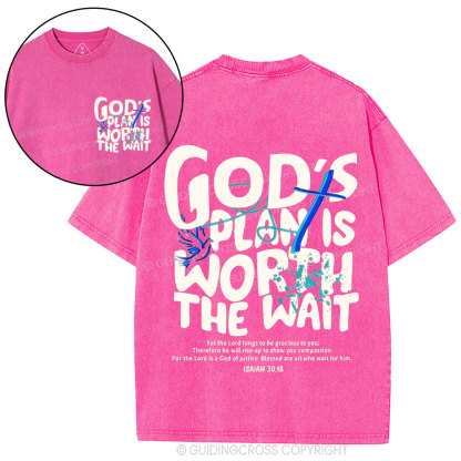 God's Plan Is Worth The Wait Christian Washed  T-Shirt