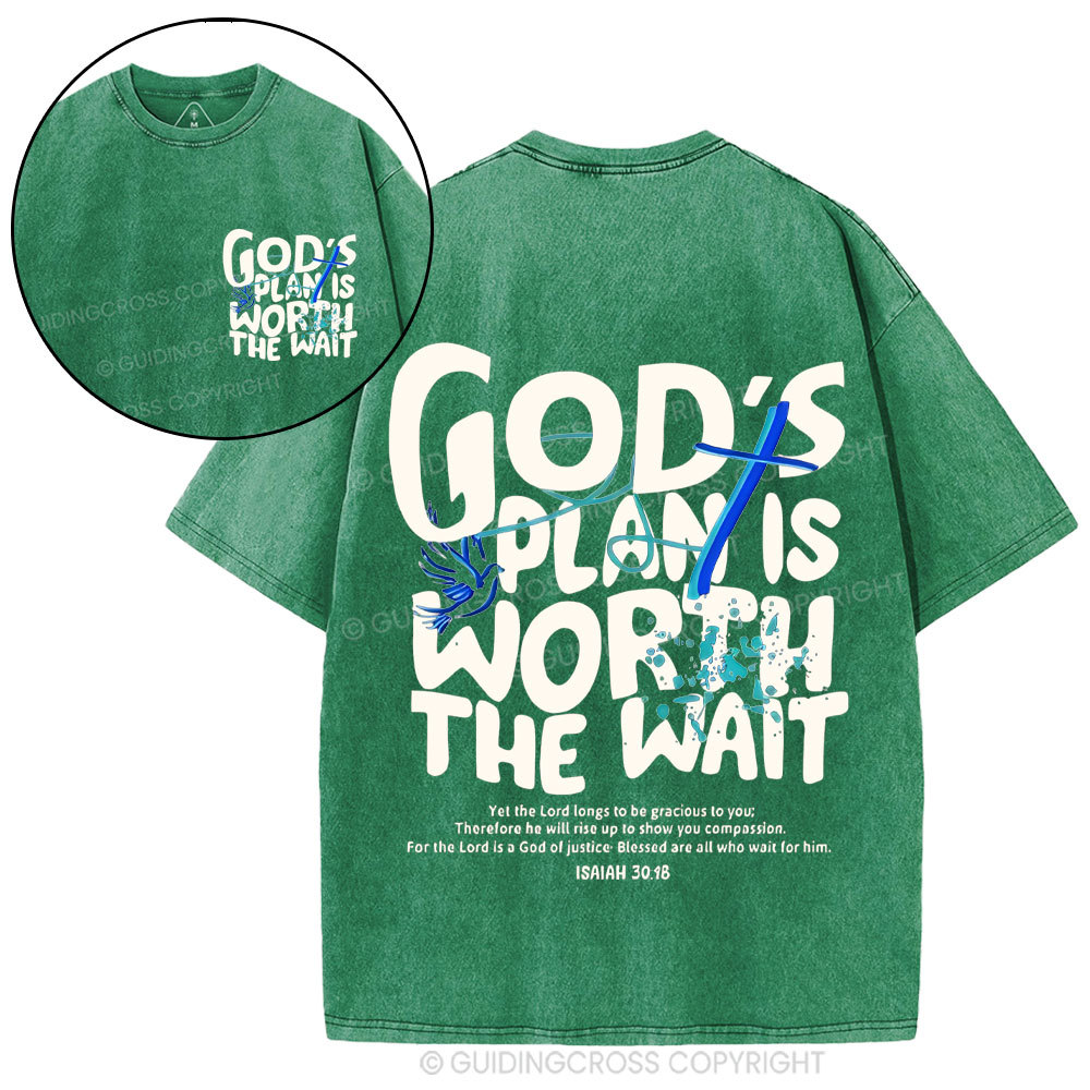God's Plan Is Worth The Wait Christian Washed  T-Shirt