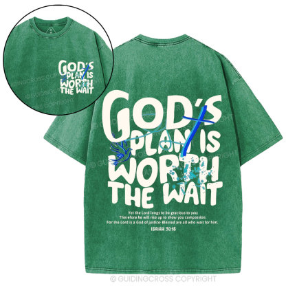 God's Plan Is Worth The Wait Christian Washed  T-Shirt