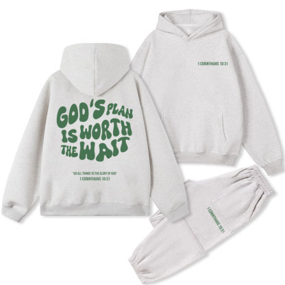 God's Plan Is WorthTo Wait Christian Hoodie Set