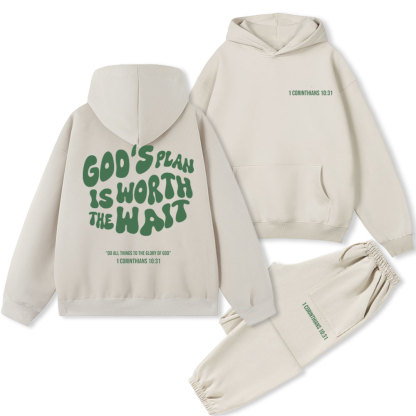God's Plan Is WorthTo Wait Christian Hoodie Set