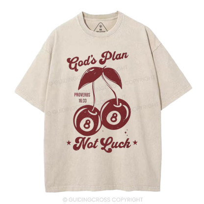 God's Plan Not Luck Christian Washed T-Shirt