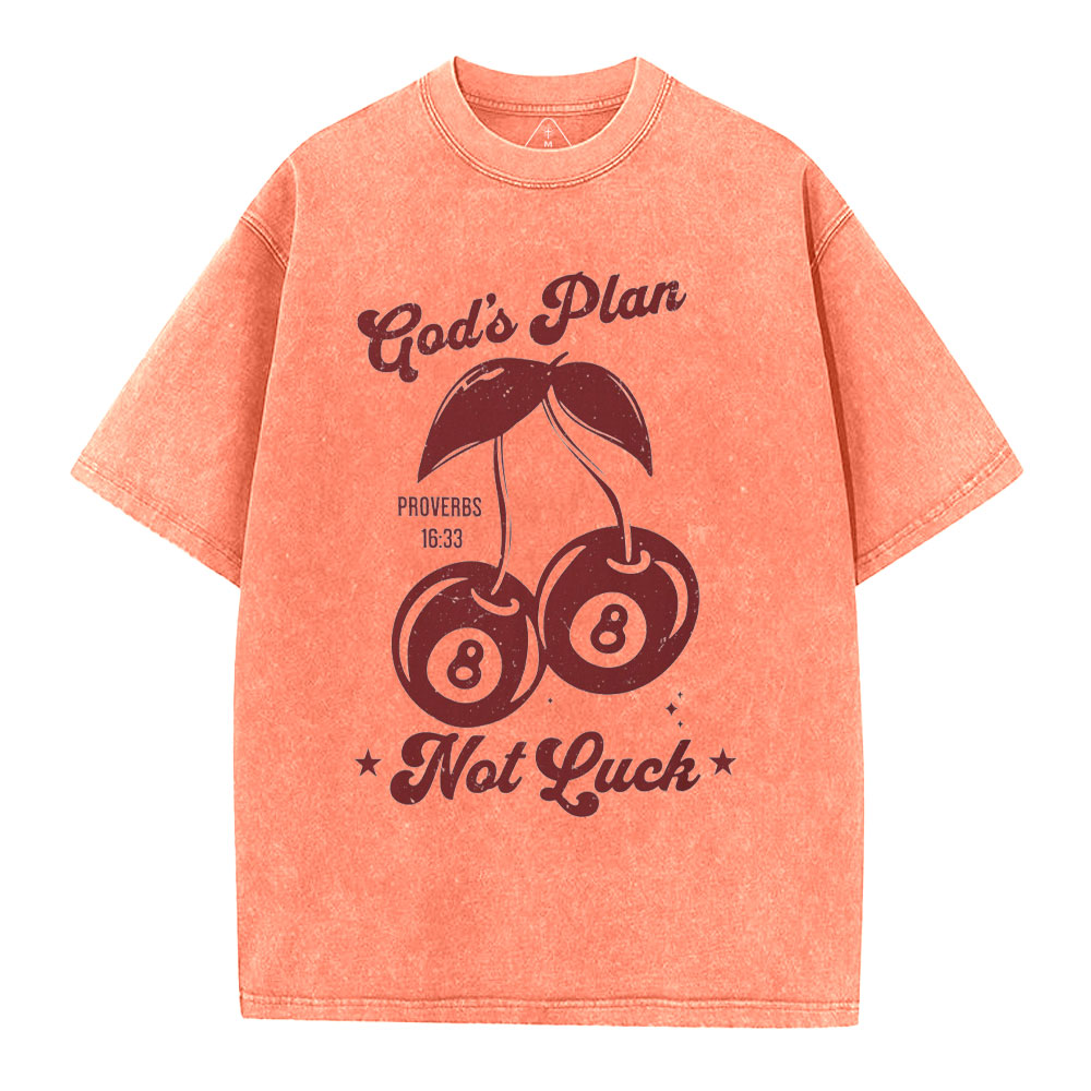 God's Plan Not Luck Christian Washed T-Shirt