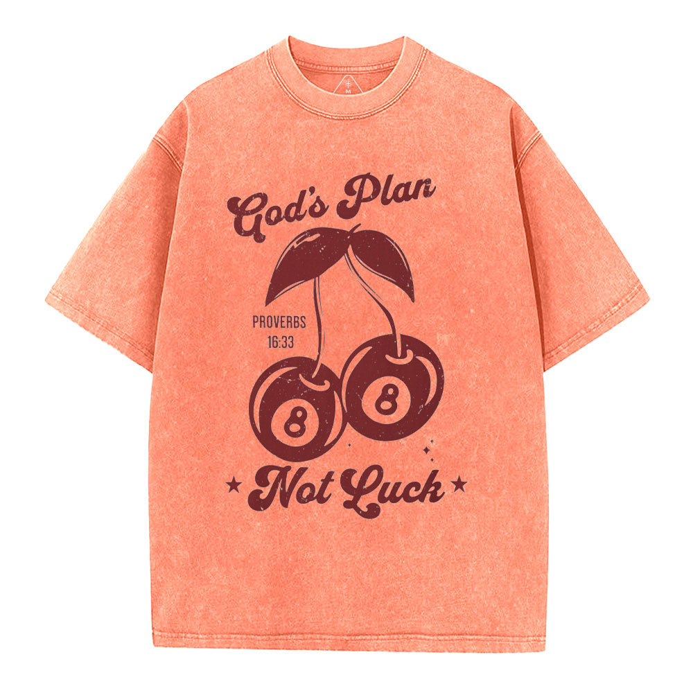 God's Plan Not Luck Christian Washed T-Shirt