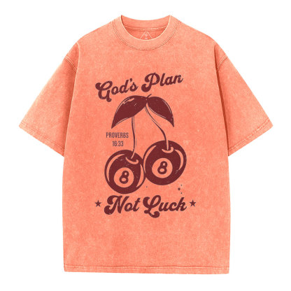 God's Plan Not Luck Christian Washed T-Shirt