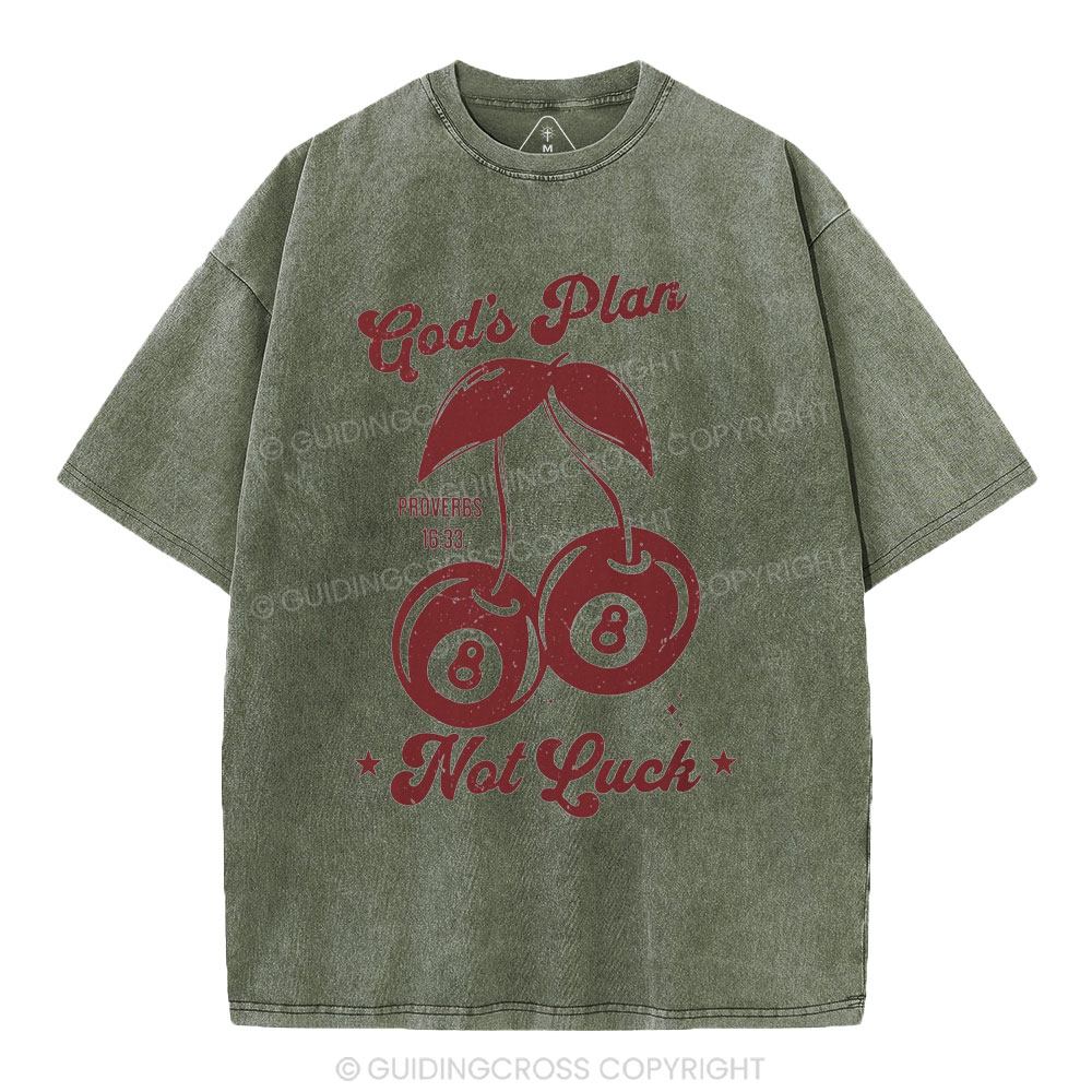 God's Plan Not Luck Christian Washed T-Shirt