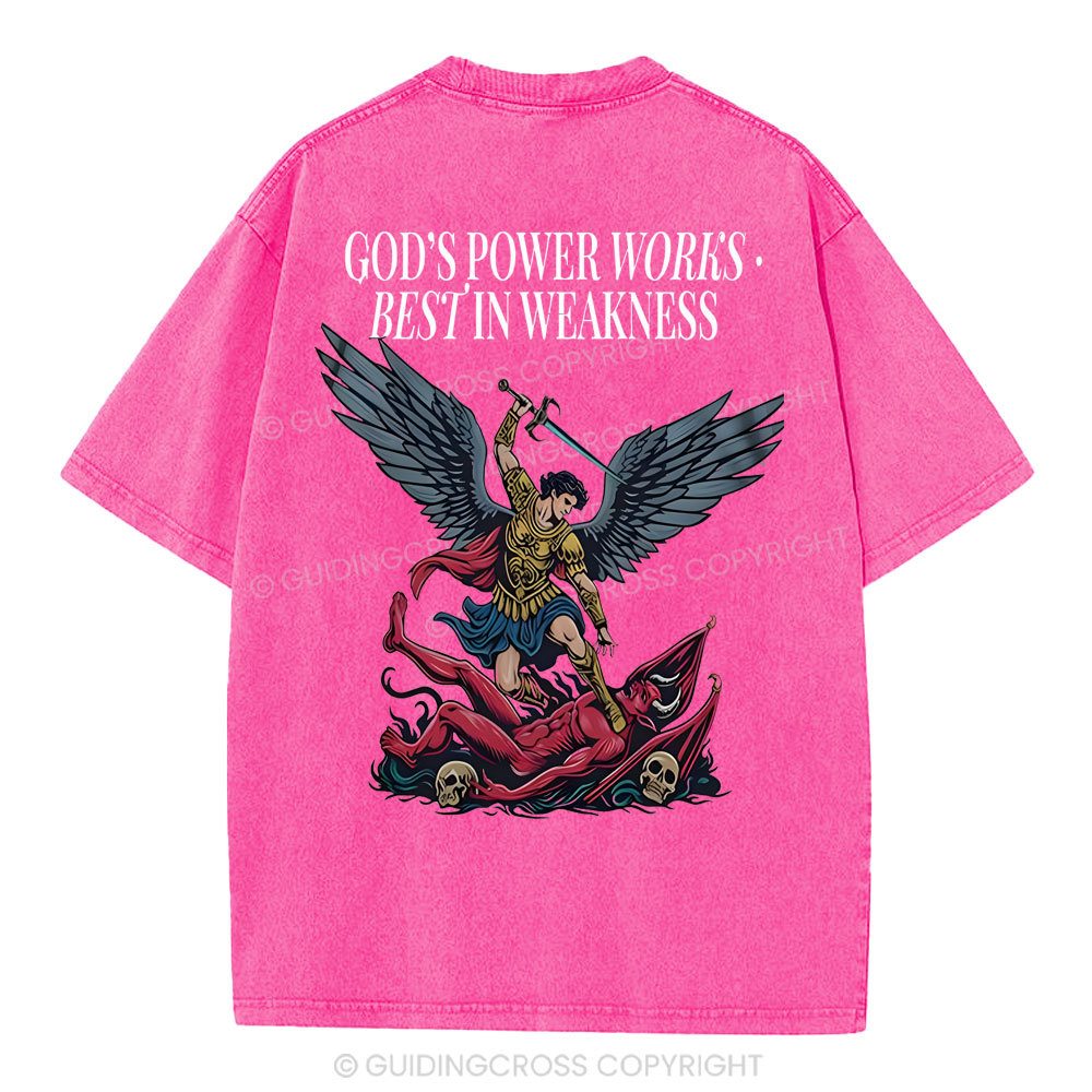 God's Power Works Beat In Weakness Christian Washed T-Shirt