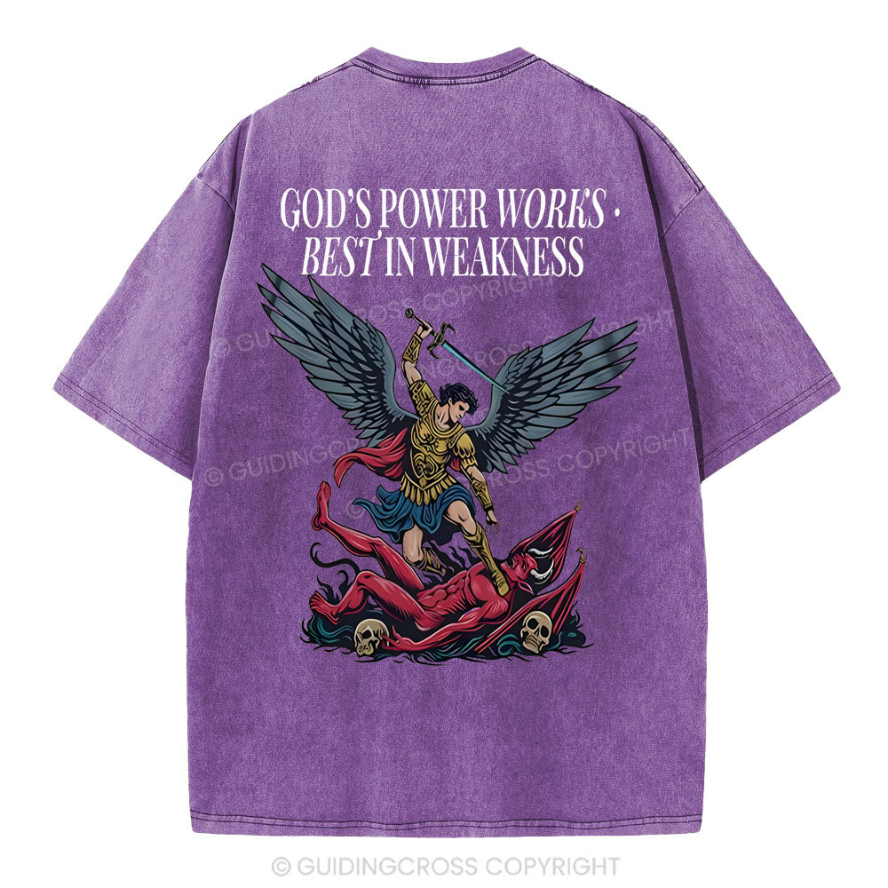 God's Power Works Beat In Weakness Christian Washed T-Shirt