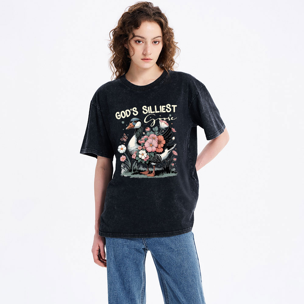 God's Sillest Goose Christian Washed T-Shirt
