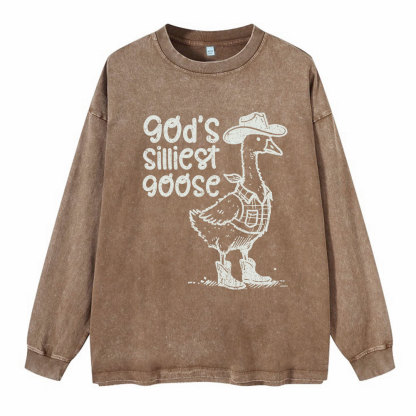 God's Silliest Goose Washed Long Sleeve T-Shirt