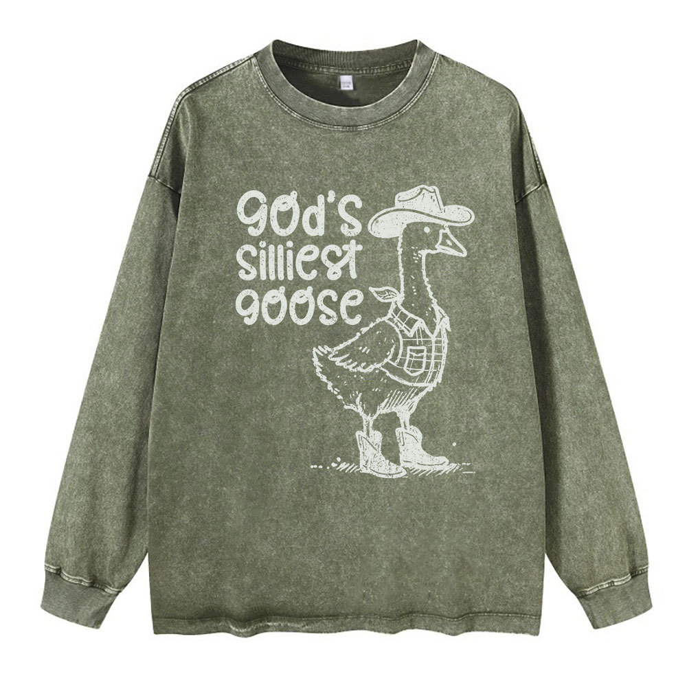 God's Silliest Goose Washed Long Sleeve T-Shirt