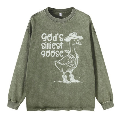 God's Silliest Goose Washed Long Sleeve T-Shirt