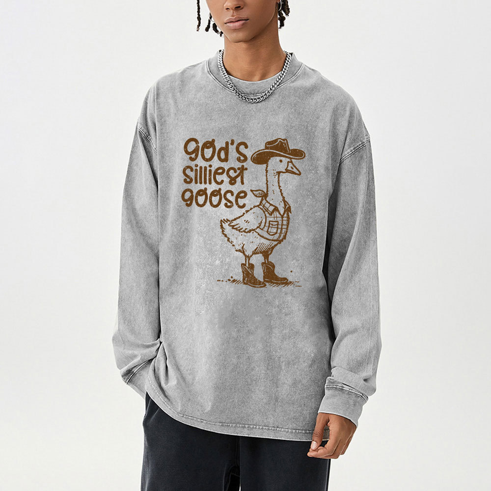 God's Silliest Goose Washed Long Sleeve T-Shirt