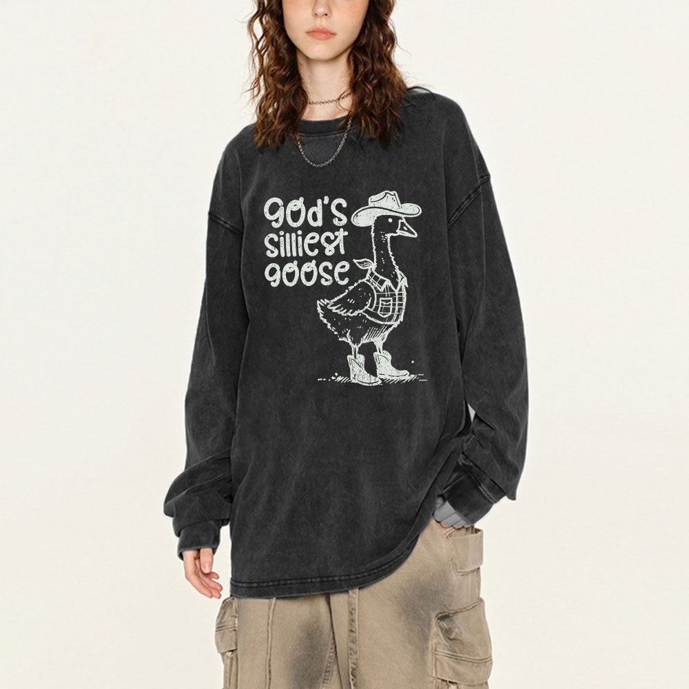 God's Silliest Goose Washed Long Sleeve T-Shirt