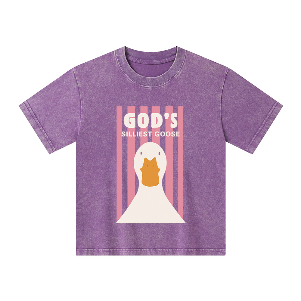 God's Silliest Goose Christian Kid Washed T-Shirt