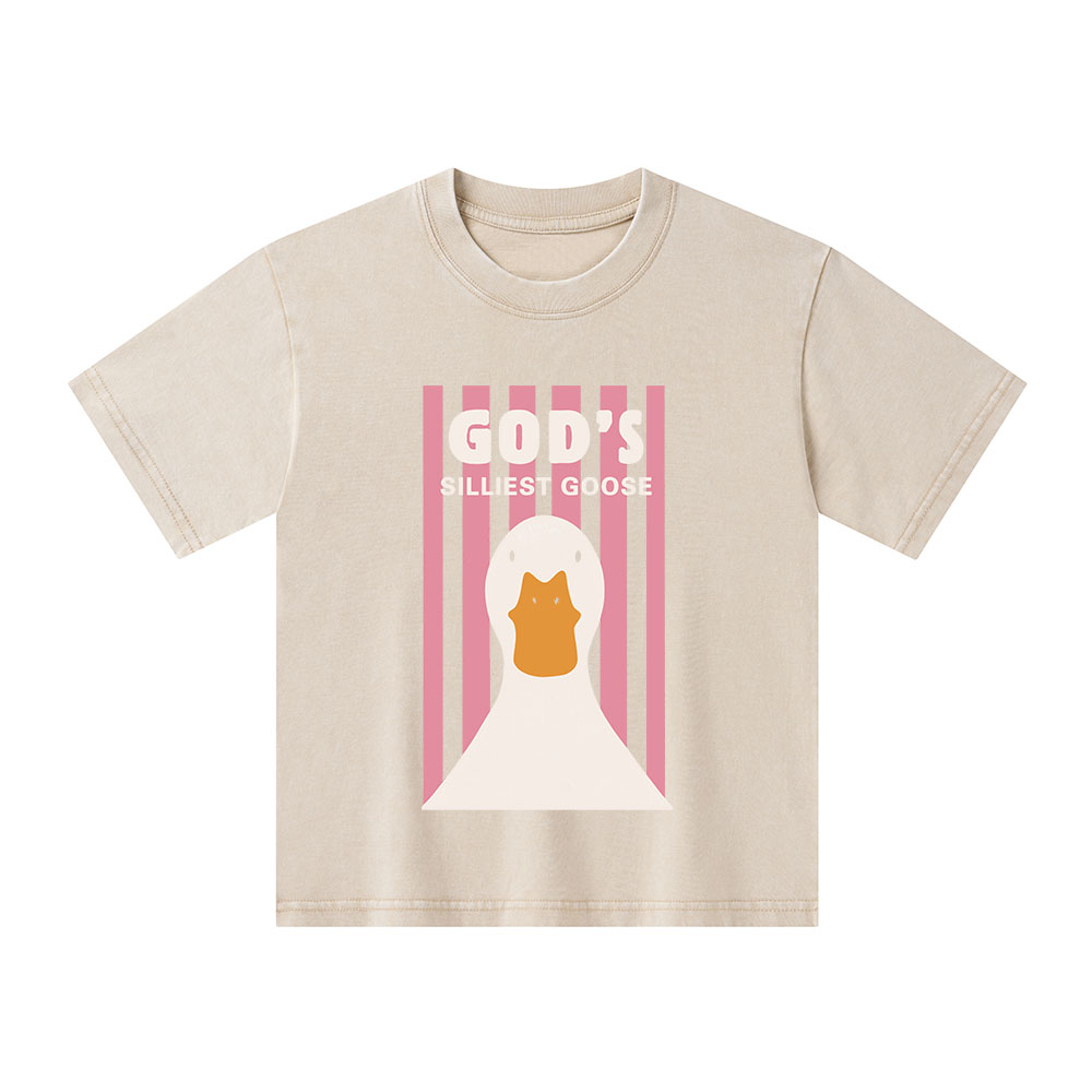 God's Silliest Goose Christian Kid Washed T-Shirt