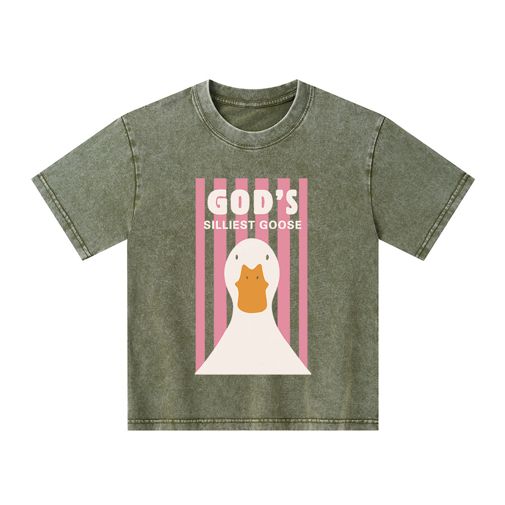 God's Silliest Goose Christian Kid Washed T-Shirt
