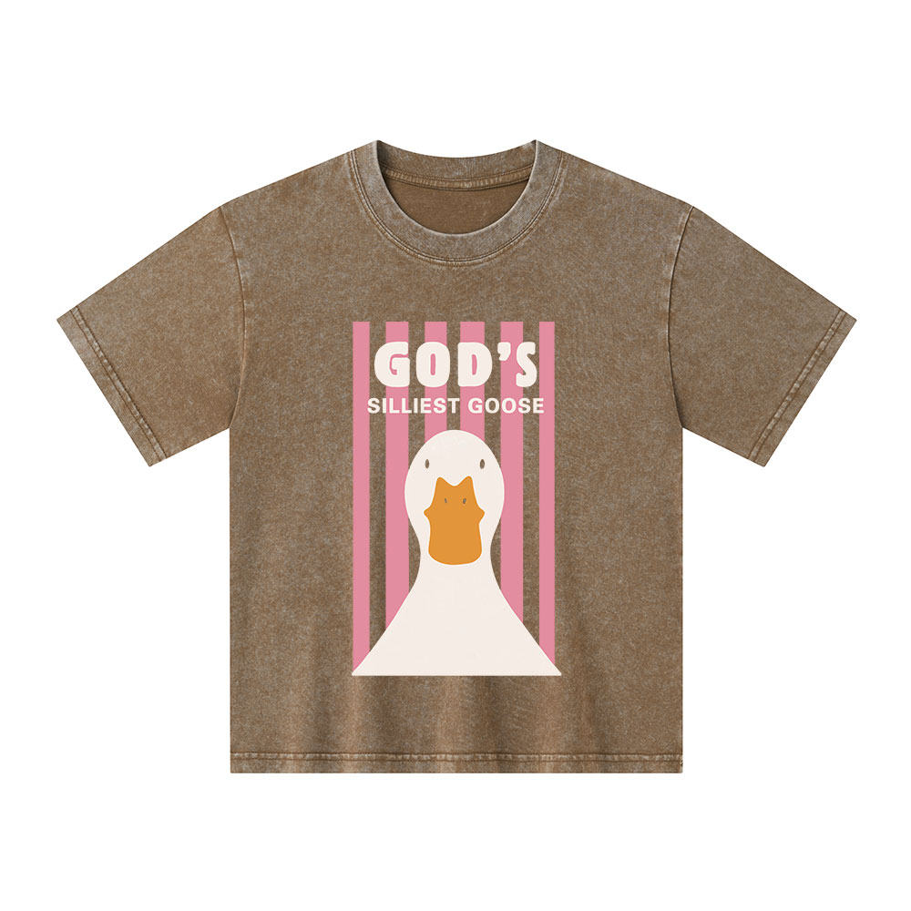 God's Silliest Goose Christian Kid Washed T-Shirt